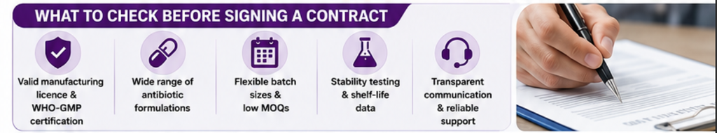 Third-Party Antibiotic Injection Manufacturer in India (2026) — WHO-GMP Companies 5 What to Check Before Signing a Contract